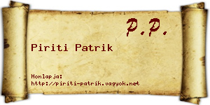 Piriti Patrik névjegykártya
